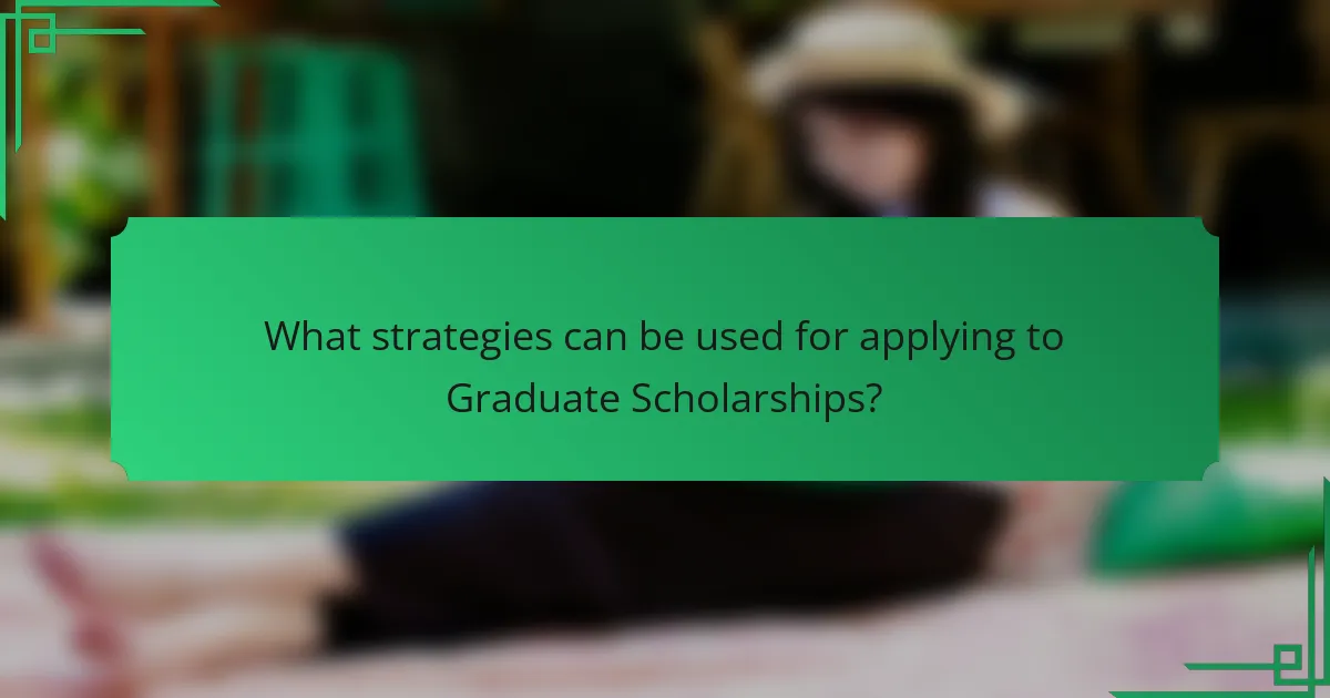 What strategies can be used for applying to Graduate Scholarships?