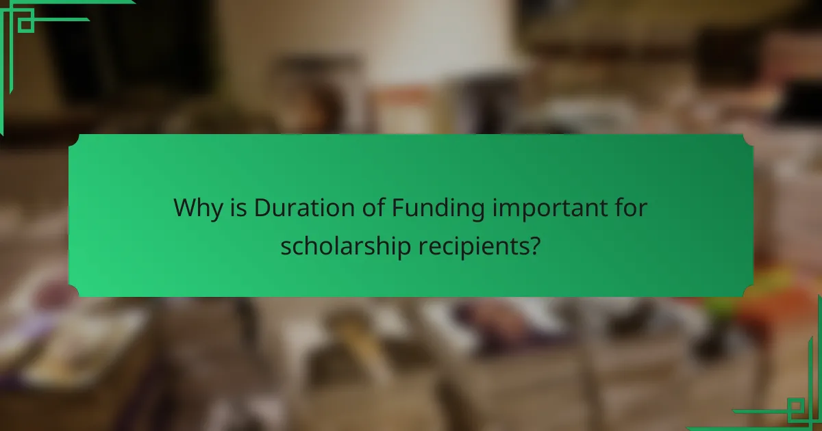 Why is Duration of Funding important for scholarship recipients?